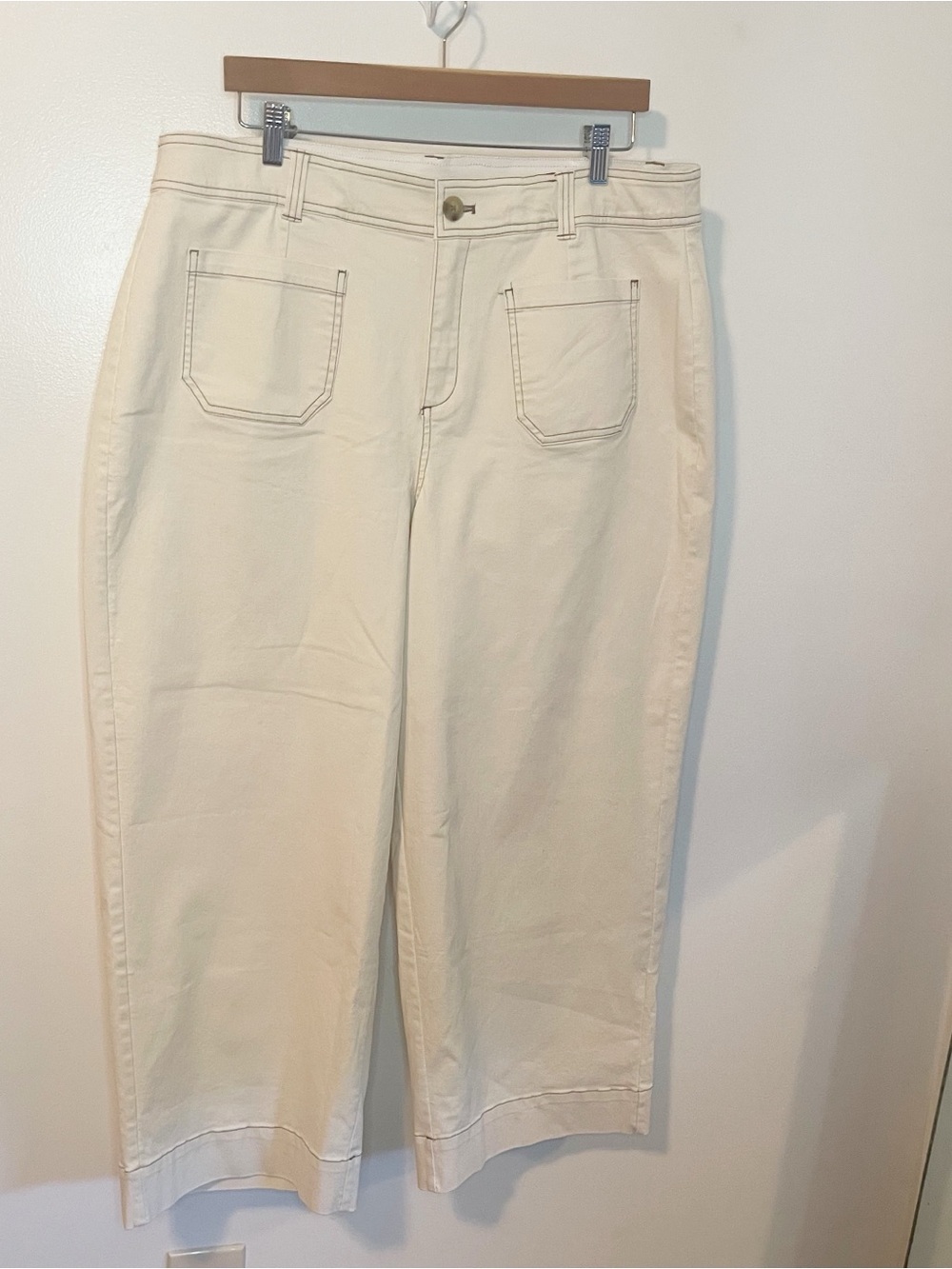 Lane Bryant Off White Wide-Leg Jeans Size 16